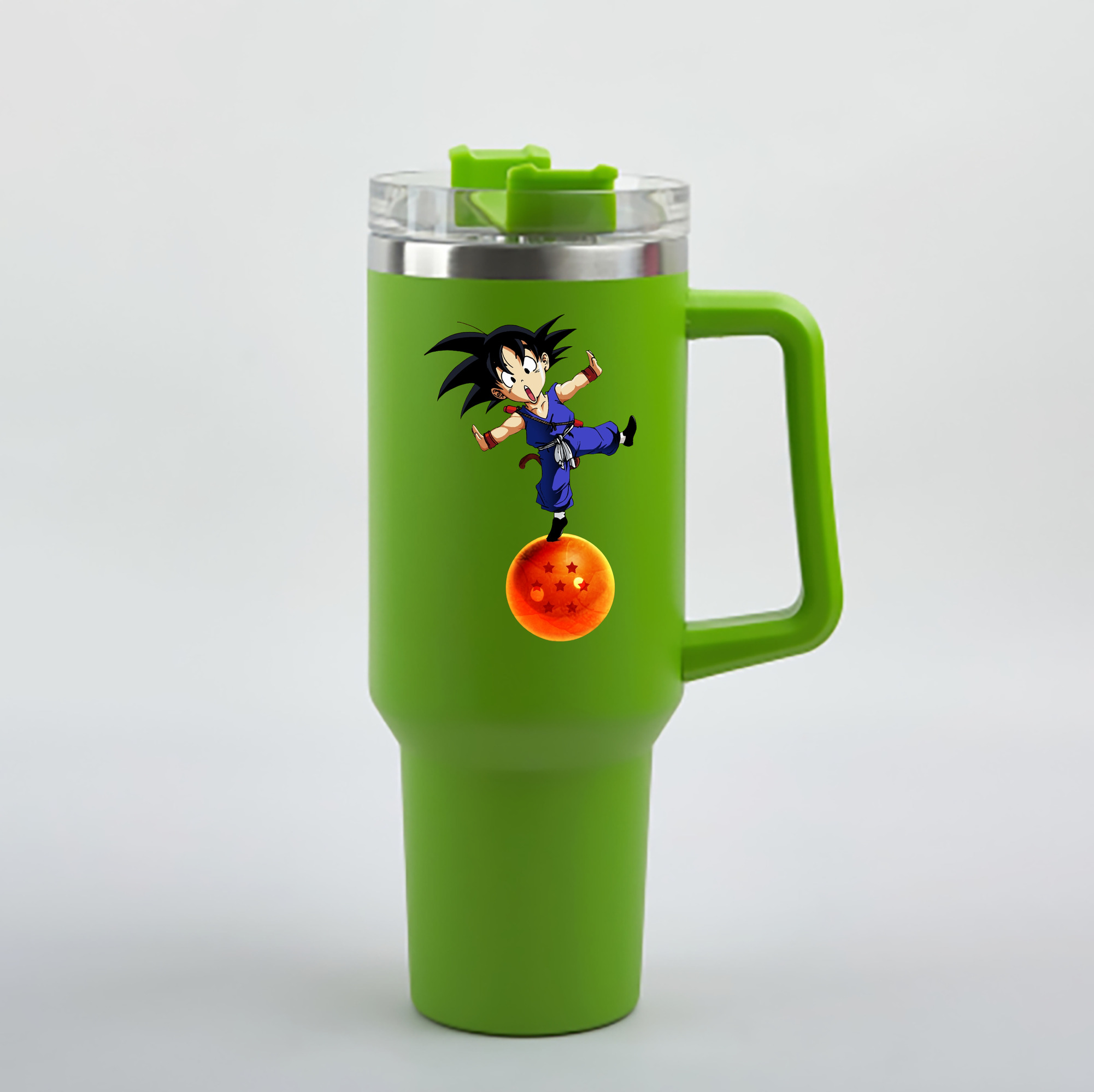 （画像用） ドラゴンボール 孫悟空（そん ごくう）Son Goku カカロット DRAGON BALL Kakarotto 1200mL車用タンブラー - クリスタルステッカー（プラスチックストロー付き）